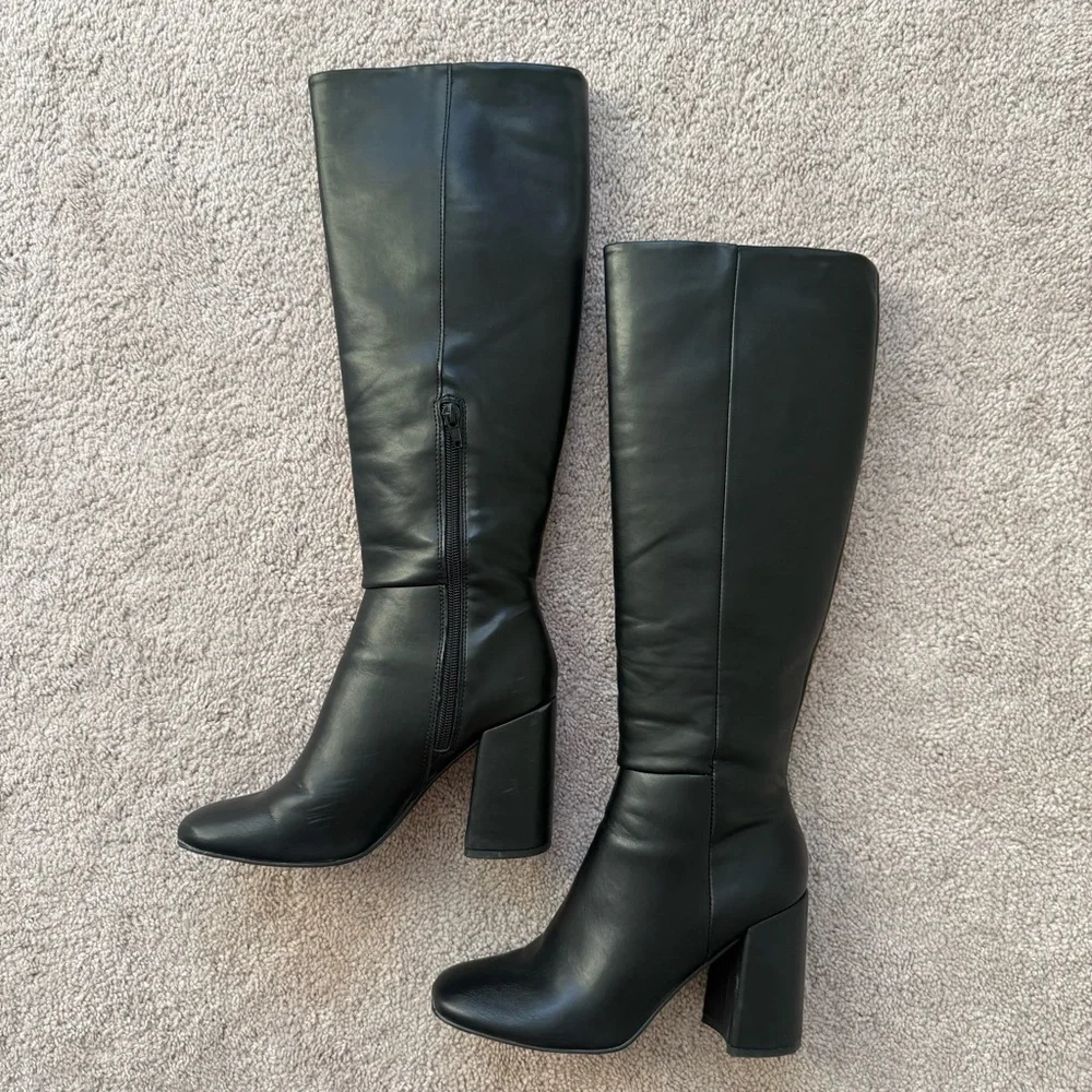 Madden Girl Black Heeled Knee High Boots (Size 6) - Picture 3 of 8
